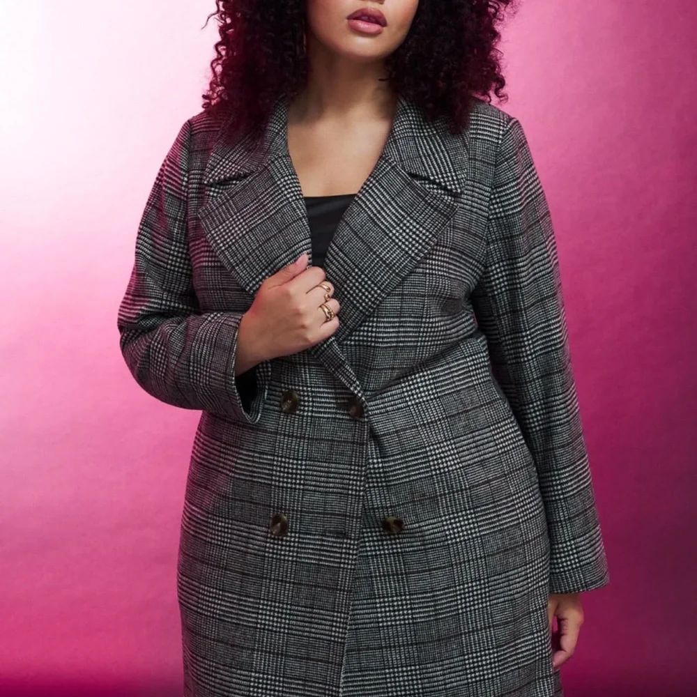 Plaid Double Breasted Wool blend Coat from Addition Elle in size 4X - Picture 2 of 5